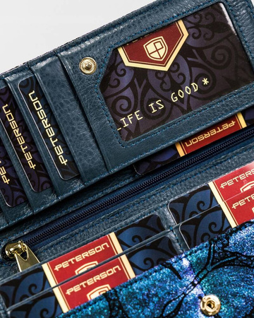 Große Damen-Geldbörse aus Leder mit Druckknopf und Bügelverschluss – Peterson