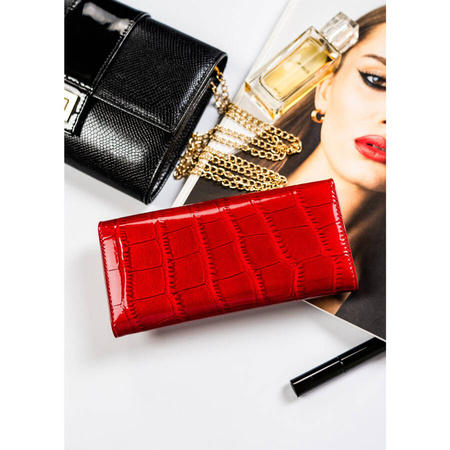 Rote Damen Geldbörse aus Leder mit Krokoprägung – Peterson