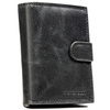 Vertikale Herren-Geldbörse aus echtem Leder in Schwarz mit Druckknopfverschluss - Peterson