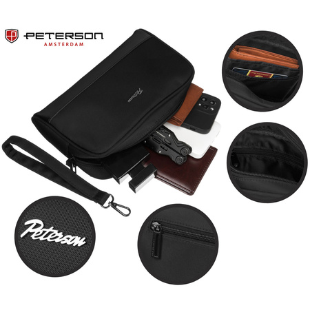 Elegante Herren Gürteltasche aus Polyester & Öko-Leder in Schwarz – Peterson
