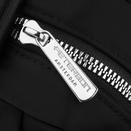 Damen-Umhängetasche aus Polyester in Schwarz, zwei Fächer mit Außentasche - Peterson