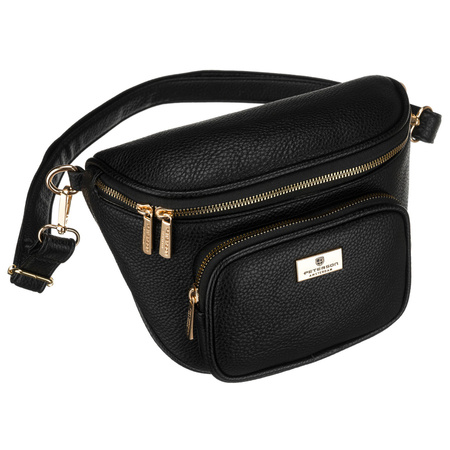 Schwarze Damen-Gürteltasche aus Öko-Leder mit verstellbarem Riemen – Peterson