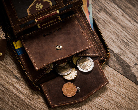 Herren Geldbörse aus Leder mit ukrainischem Wappen und Farben – Peterson