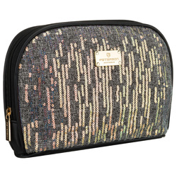 Schwarze Kulturtasche aus synthetischem Material, ein Hauptfach und mit Reißverschluss – Peterson