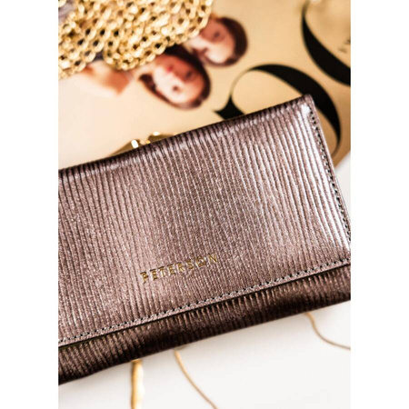 Damen Geldbörse aus Leder mit Fächern in Grau – Peterson