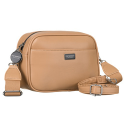 Beige Damen City-Umhängetasche aus Öko-Leder mit zwei Schulterriemen im Crossbody-Stil – Peterson