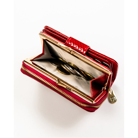 Damen Geldbörse aus Leder mit Druckknopf und RFID – Peterson