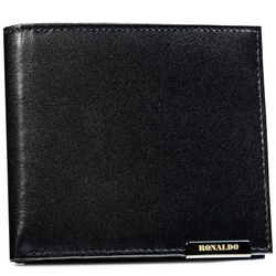 Horizontale, schwarze Herren Geldbörse aus Leder ohne äußeren Verschluss – Ronaldo