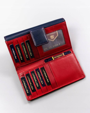 Große Damen Geldbörse aus Leder mit Druckknopf – Peterson