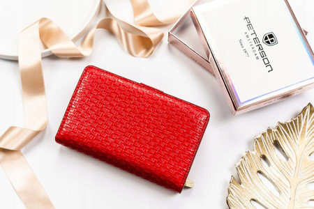 Vertikale Damen Geldbörse aus geprägtem Öko-Leder – Peterson