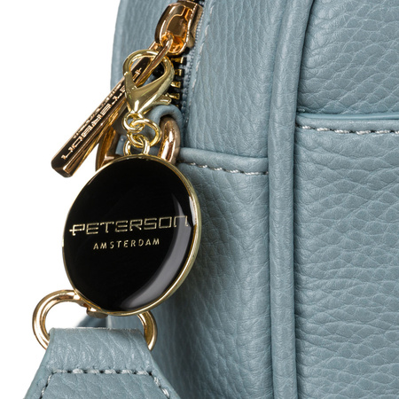 Blaue Crossbody Damen Umhängetasche mit schmalem und breitem Schulterriemen aus Öko-Leder – Peterson