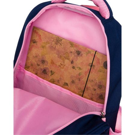 Praktischer Rucksack aus Polyester in Marineblau-Rosa auf ergonomischen Schultergurten – Peterson