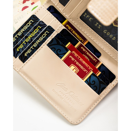 Beige Damen-Geldbörse aus Öko-Leder mit Krokodilhautmuster-Prägung – Peterson