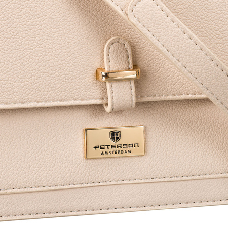 Damen Umhängetasche aus Öko-Leder in Beige mit Magnet- und Reißverschluss – Peterson