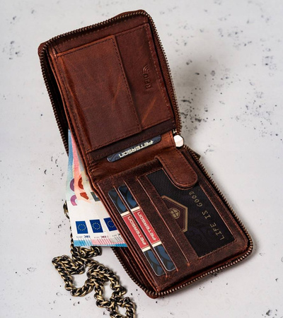 Große Herren Geldbörse aus Leder mit Kette – Peterson