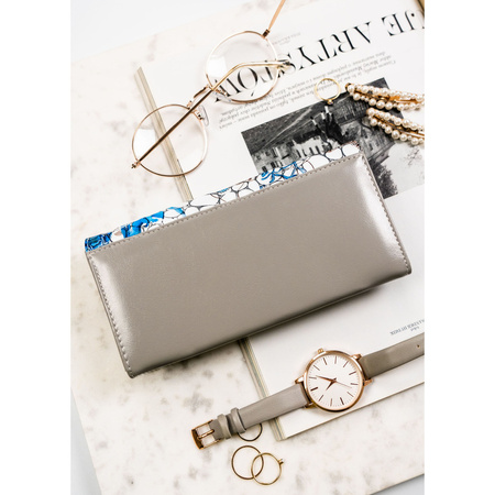 Damen Geldbörse aus echtem Leder mit Blumenmuster und RFID-Schutz – Peterson