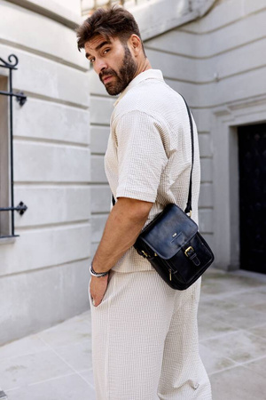 Herren Schultertasche aus Leder – Peterson