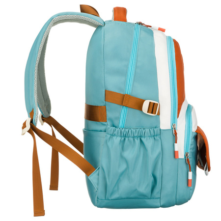 Blau-orangefarbener Schulrucksack mit Laptopfach, feuchtigkeitsbeständig – Peterson
