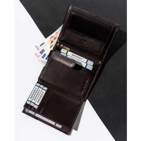 Klassische Herren Geldbörse mit RFID in Braun – Rovicky