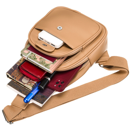 Sportliche beige Damen Gürteltasche Crossbody aus Öko-Leder – Peterson