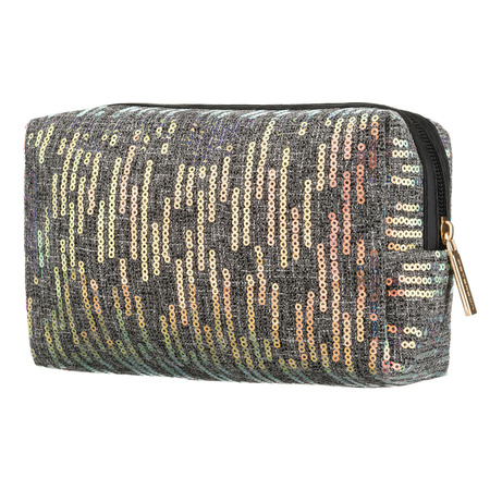 Schwarze Kosmetiktasche aus Polyester, verziert mit Pailletten, mit Reißverschluss – Peterson