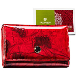 Stilvolle rote Damen Geldbörse aus Leder mit Fächern – Peterson