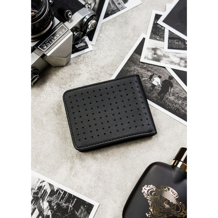 Schwarze Herren Geldbörse mit dezentem Lochmuster – Peterson