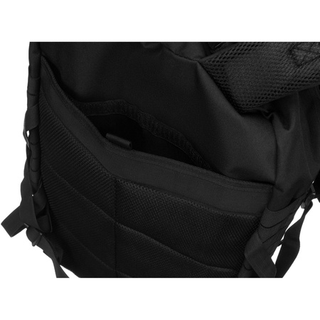 Peterson – Schwarzer Militärrucksack, dreifach unterteilt, an verstellbaren Trägern aufgehängt