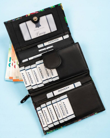 Geräumige Damen Geldbörse aus Leder mit Druckknopf – Rovicky