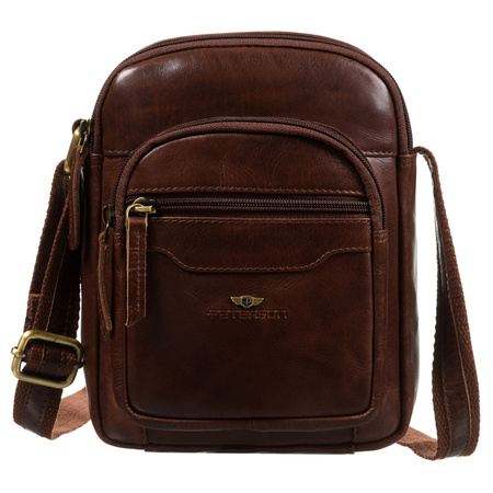 Braune Herren-Tasche aus echtem Leder mit Etui im Set – Peterson