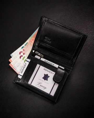 Große Herren Geldbörse aus Leder ohne Verschluss – Rovicky