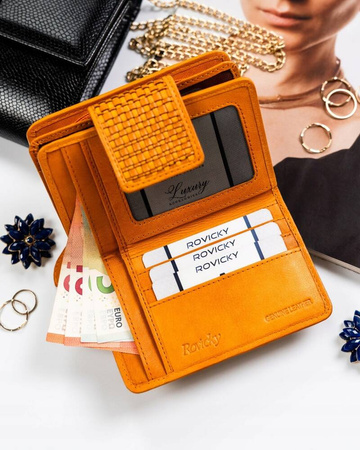 Damen Geldbörse aus Leder mit Druckknopfverschluss – Rovicky