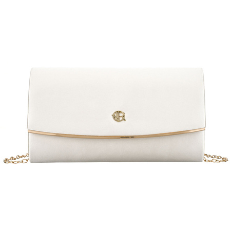 Damen-Clutch aus synthetischem Stoff in Weiß, am Kettchen hängend – Rovicky