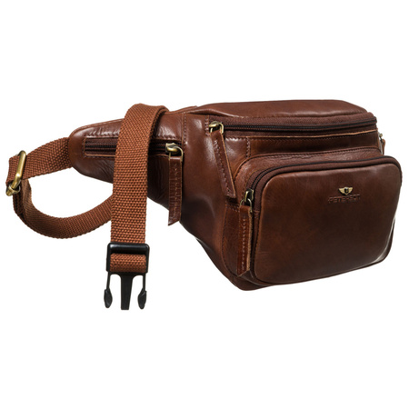 Klassische braune Herren-Bauchtasche aus Leder für die Hüfte – Peterson