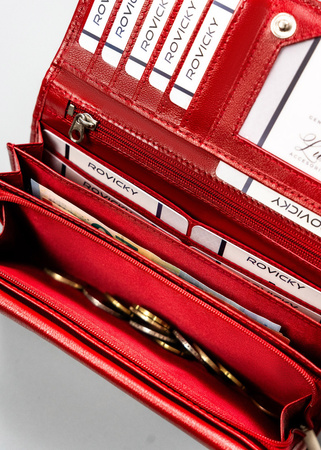 Damen Geldbörse aus Leder im Querformat mit Druckknopf – 4U Cavaldi