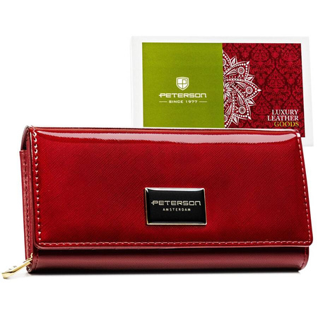Damen-Geldbörse aus Leder mit Klappe in Rot – Peterson