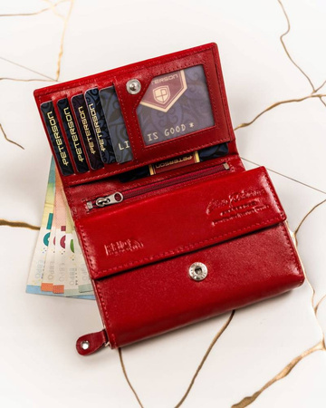 Geschenkset: große Damen Geldbörse und Schlüsselanhänger aus Leder – Peterson