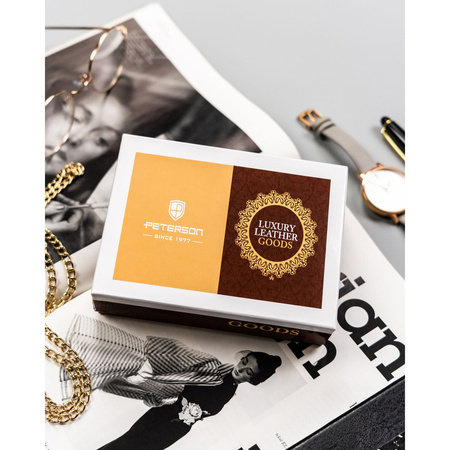 Damen Geldbörse aus echtem Leder mit Druckknopf und Reißverschluss – Peterson