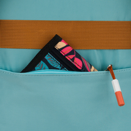 Blau-orangefarbener Schulrucksack mit Laptopfach, feuchtigkeitsbeständig – Peterson