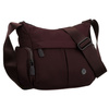 Bordeauxfarbene Damen-Umhängetasche aus Polyester, aufgehängt an einem breiten Gürtel, zweifächrig – Peterson