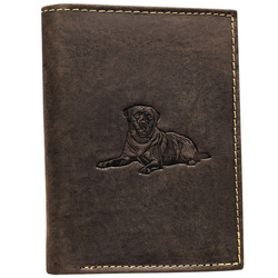 Herren Geldbörse aus braunem Leder mit geprägtem Hundemotiv