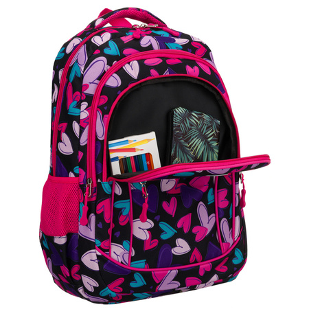 Jugendlicher Schulrucksack aus Polyester mit Herzmuster – Peterson