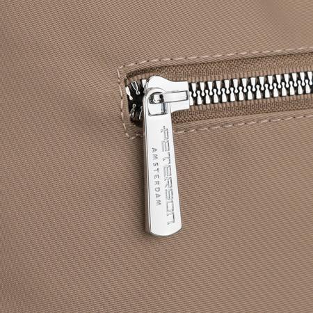 Beigefarbene Damen-Umhängetasche aus Polyester und Öko-Leder mit einer Außentasche – Peterson