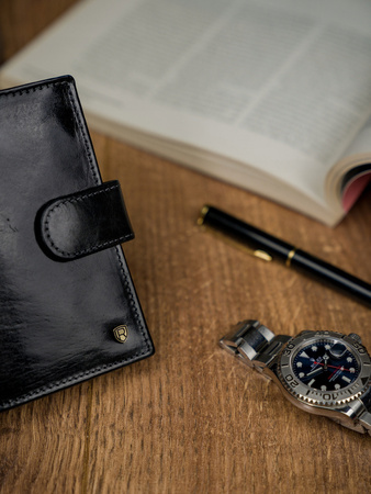 Klassische Herren Geldbörse aus Leder mit Druckverschluss – Rovicky