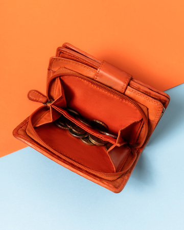 Damen Geldbörse mit Druckknopf in Orange – Rovicky