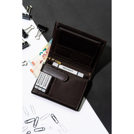 Klassische Herren Geldbörse mit RFID in Braun – Rovicky