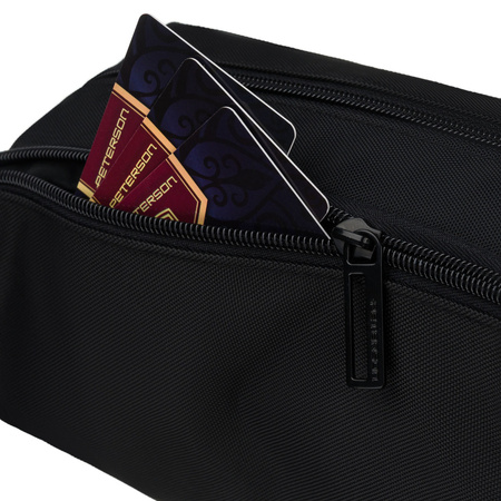 Schwarze Herren-Bauschtasche ein Fach mit drei zusätzlichen Taschen - Peterson