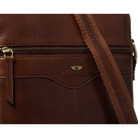 Einfache, braune Herren-Umhängetasche aus Naturleder – Peterson