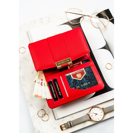 Damen-Geldbörse aus Öko-Leder, querformatig, Rot - Peterson