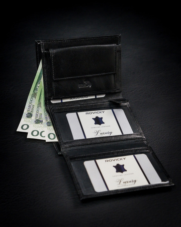 Große, originelle Herren Geldbörse aus Glattleder mit RFID – Rovicky
